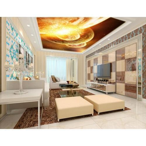 Custom ceiling wallpaper, the planet Aurora used in the bedroom KTV restaurant wall waterproof fabric parede de Papel