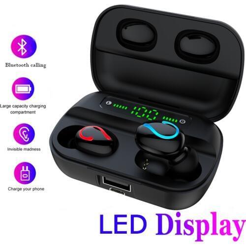 Q62 TWS Bluetooth Earphone V5.0 9D Stereo Wireless Headphones Sport Waterproof Earphones Mini True Wireless Earbuds Power Bank