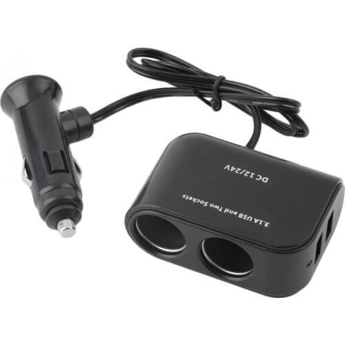 1 is divided into 2 Way Car Cigarette Lighter Socket Splitter 12V Dual USB Charger Power Adapter Car Charger Car Accessories