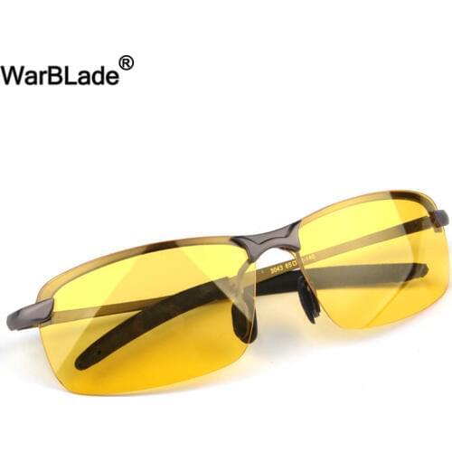 WarBLade New Mens Polarized Driving Sunglasses Yellow Lense Night Vision Driving Glasses Polaroid Goggles Reduce Glare For Men