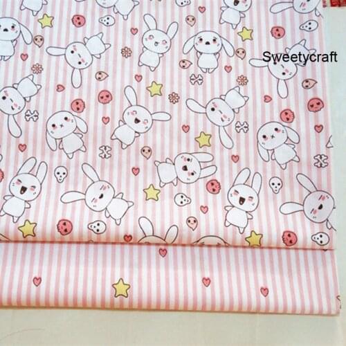 160*50cm Heart Bunny Star Printed Cotton patchwork Fabric Quilting material for Sewing dolls and Dress Needlework Accessories