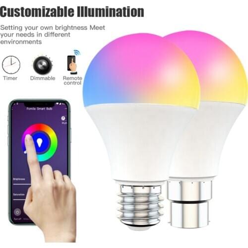 15W WiFi Smart Light Bulb E27/B22 Dimmable RGB+CCT Smart Light Bulb Voice Control Assistant Smart Work With Alexa Google Home