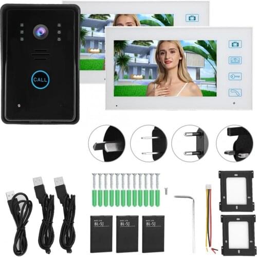 7in TFT Video Intercom 2Monitors 2.4G Wireless Door Phone Doorbell IR Night Vision Waterproof Security System videocitofono