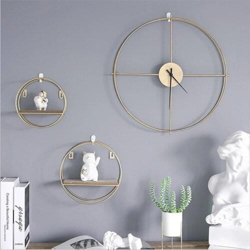 Vintage Round Metal Wall Clock Office Decor Hanging Watches Living Room Classic Brief European 3D Wall Clock Home Decoration