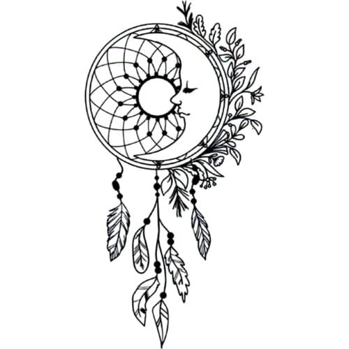 Luna Dreamcatcher Waterproof Temporary Tattoo Stickers Tatouage Fake Tatoo Sticker Body Art Flash Tattoo Henna Tatoo Men