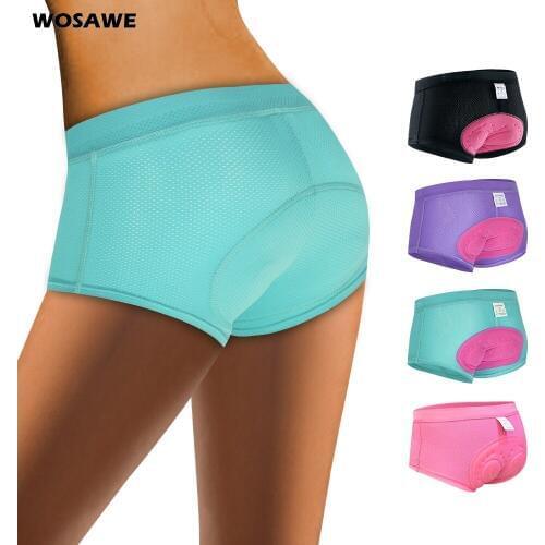 WOSAWE Womens Cycling Underwear with Shockproof Sponge Pad Breathable Soft Road Mountain Bike MTB Shorts Compression Tights