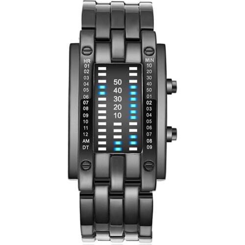 XSVO Korean Version Of The Trend LED Dual-Line Binary Fashion Student Couple Personality Electronic Watch For Men And Women