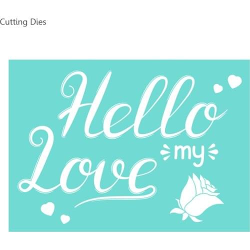 Hello My Love Resuable Self-Adhesive Silk Screen Printing Stencil Mesh Transfers 5x7" For T-Shirt Pillows Home Decoration