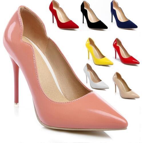 Womens shoes 10.3cm fashion thin heel leather shoes womens large US 5 ~ us 15