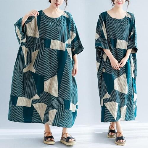 Office Ladies Striped Geometric Pattern Loose Dress Women 2021 New Look Thin Elegant Korean High Waist Casual Slim Beach Dresses