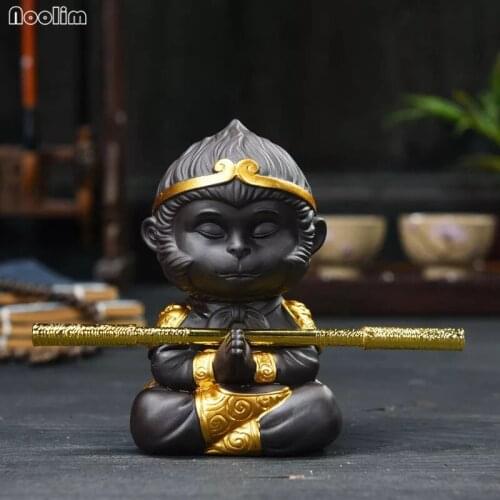 1 PCS Purple Clay Tea pet Lovely Monkey King Statue tea Figurine Ornament Boutique Tea Accessories Crafts home decoration