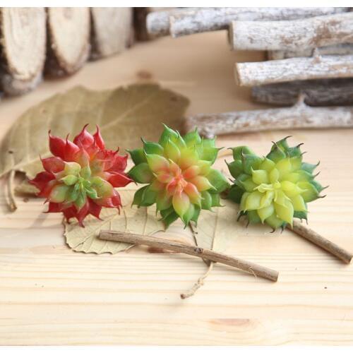 10PCS Red Green Color Microlandscape Succulent Plants Artificial Fake Pvc Flower for Home Garden Party Decoration DIY Supplies