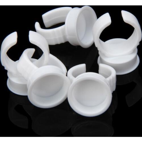 100 PCS Glue Ring Pallet Eye Lashes Extension Pigment Makeup Tools Disposable Professional Adhesive Eyelashes Pallet Holder