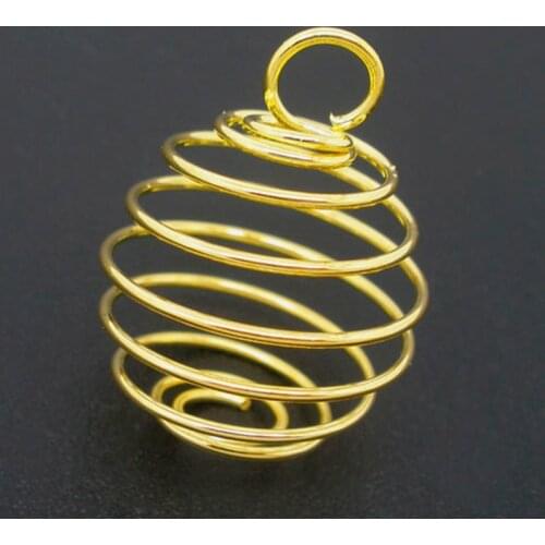 100Pcs Color Gold Spiral Beads Cages Pendants Jewelry Charms Findings Component Wholesales 29x24mm