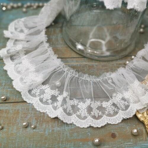 15 Yards 8cm Mesh Fold Cotton Embroidery Lace Trim Handmade DIY Garment Needlework Sewing Accessories Clothing Decoration 247