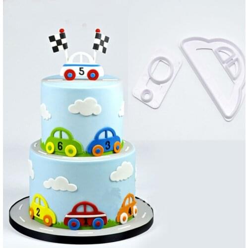 2Pcs Small Car Cake Cutter Sugarcraft Cookie Mold Fondant Reusable Cake Decorating Tools for Biscuit Cupcake Pastry
