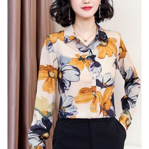 2021 Blusas Fashion Long Sleeve Women Tops Blouse Plus Size Shirts Women Chiffon Blouse Vintage Button Floral Lady Clothing 8111