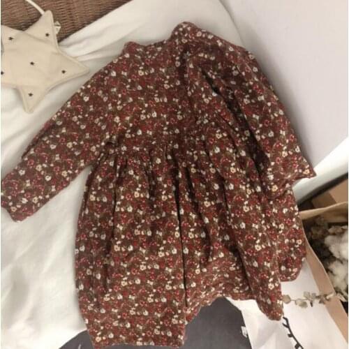 2021 New Style Girls Printed Dress Fashion Spring Cotton Full sleeve Girls Dresses 2-7 Years QI361