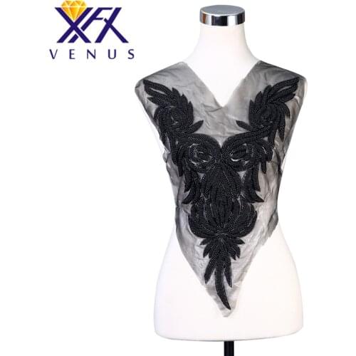 XFX VENUS Pretty Sewing Stone Beads Patches Beaded Patches Rhinestone Appliques Bodice Crystal Patch for Dresses