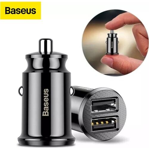 Baseus Mini Car Charger For iPhone Xr X 8 7 6 Dual USB Car Charger for Samsung Note 9 Xiaomi Mi 9 Huawei 3.1A Car Phone Charger