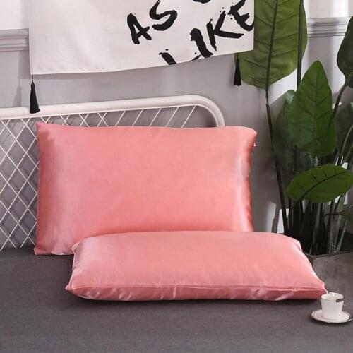2Pcs Imitation Silk Pillowcase Solid Color Pillow Cover Soft Cushion Cover Chair Seat Decorative silk Pillow Case 51*76/51*102cm
