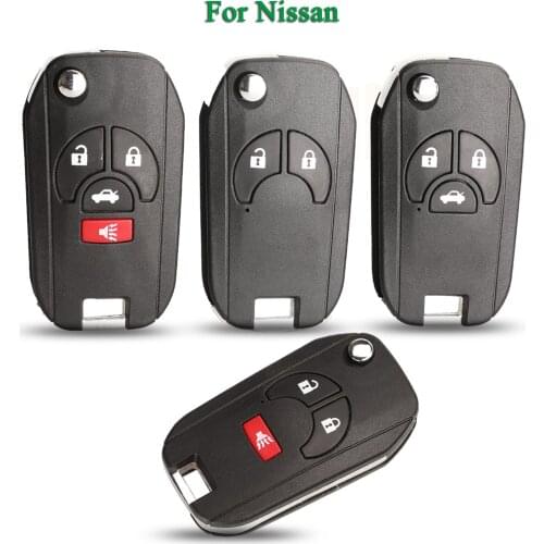 Bilchave 2/3/4 Buttons For Nissan Altima Maxima Sentra Versa FOB Flip Folding Remote Car Key Shell Case With Blade Replacement
