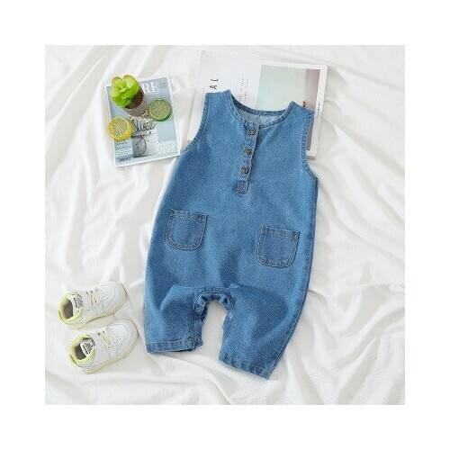 Childrens Overalls 2021 Childrens Clothing Spring Denim Open Crotch Korean Baby Boys and Girls Denim Overalls Casual Jumpsuits