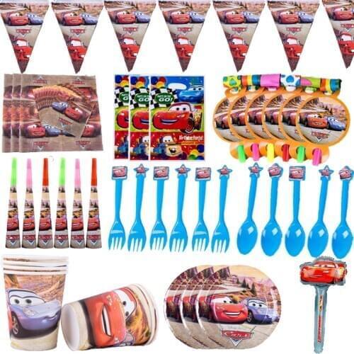 Disney Cartoon Cars Theme Disposable Tableware Set Child Boy Lightning McQueen Birthday Party Decorations Kids Favor Lightning