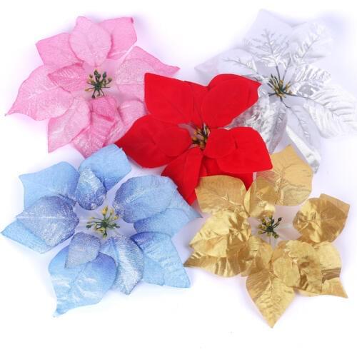 3Colors available free shipping Artificial fake flower material christmas flower poinsettia flower decoration
