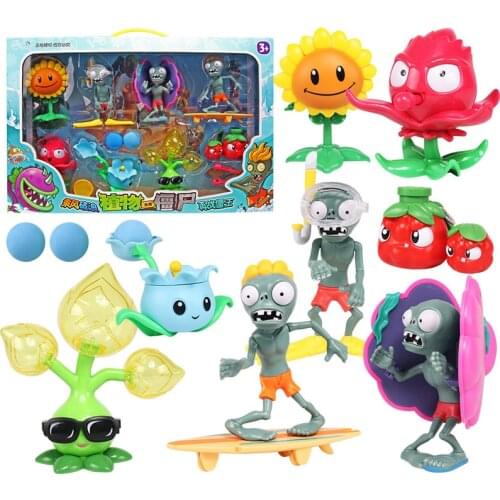 8pcs/lot Plants vs Zombies Figure Toys PVC PVZ Zombies SunFlower Action Figure Model Toy Shooting Toy Kids Gifts without Box
