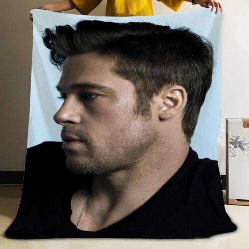 Musife Custom Brad Pitt Flannel Blanket Design Your own Blanket Flannel Blankets for Sofa DIY Dropshipping