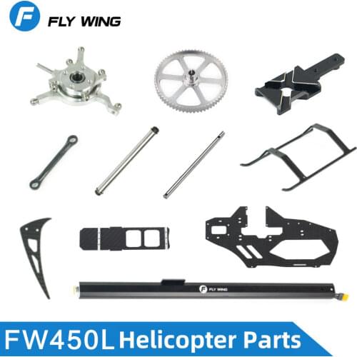 Fly Wing FW450 FW450L RC Helicopter Spare Parts Gear Main Rotor Shell Canopy Control Arm Set Main Shaft Tail Propeller Blade