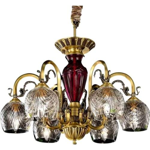 French crystal chandelier living room dining room bedroom European-style copper crystal retro chandelier