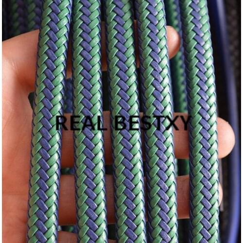 REAL BESTXY 5m/lot 9.3*6.2mm green blue braided leather cords flat for jewelry bracelet making DIY material leather strips