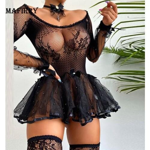 Womens Black Bridal Sexy Mesh Lace Dress Nightdress Crochet Dresses Sleepwear Hollow Out Underwear Fashion Summer Cекс Sexy Hot