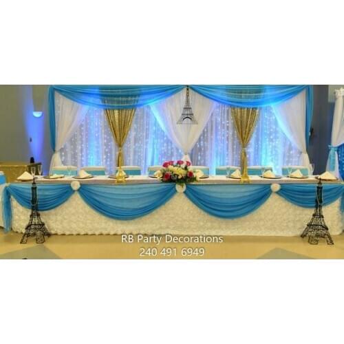 Lastest 2019 White Wedding Backdrop with Shiny gold Sequin with size 3M x 6M with starlit lighting