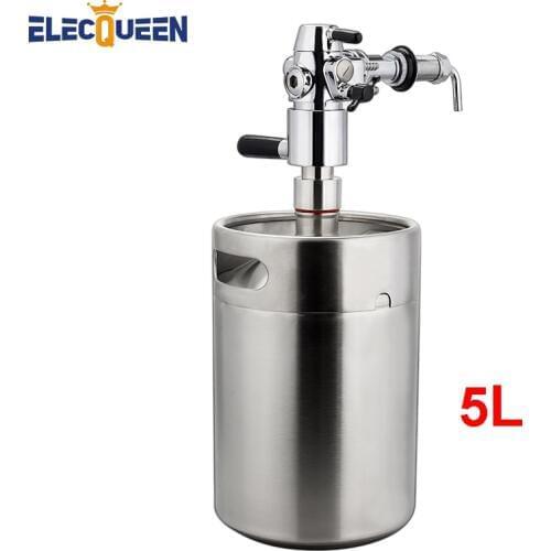 Pressurized Mini Growler 5L with de-foaming Device Home Brewing Stainless Steel Mini Keg & Defoamer for Bottling Keg Growler Set