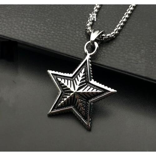 Fashion titanium steel punk retro pentagram necklace pendant stainless steel personality accessories hot sale