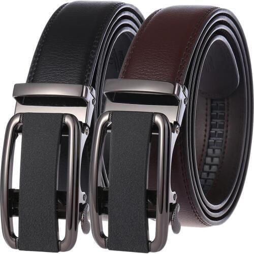 Famous Brand Business Automatic Alloy Buckle Men Belts Quality Genuine Leather Male Strap Automatic Buckle Classic Cowhide Belt