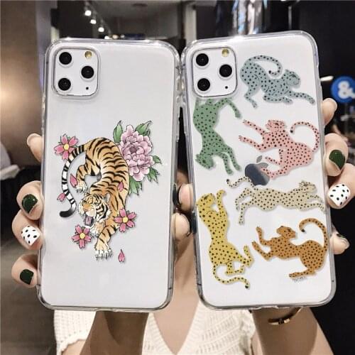 Wild Tiger Panther Leopard For iPhone 12 XR XS 11 Pro Max 6 7 7Plus 8 8Plus X Soft TPU Transparent Phone Case Fundas Cover
