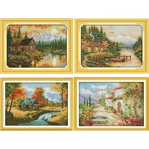Cross Stitch Kits Joy Sunday Sunset Stamped DMC Print 11CT 14CT Counted Printing Embroidery Craft Kit Embroidery Needlework Sets