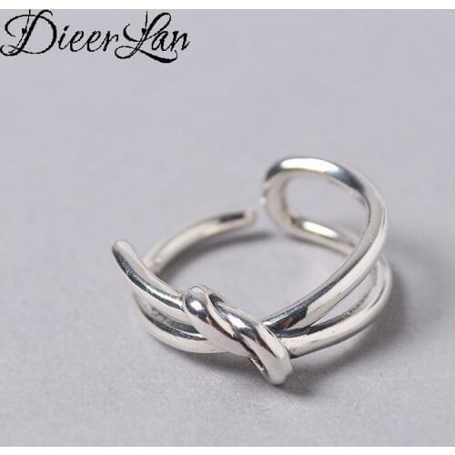 Fancy 925 Sterling Silver Bowknot Bow Rings for Women Statement Jewelry Retro Open Finger Antique Rings