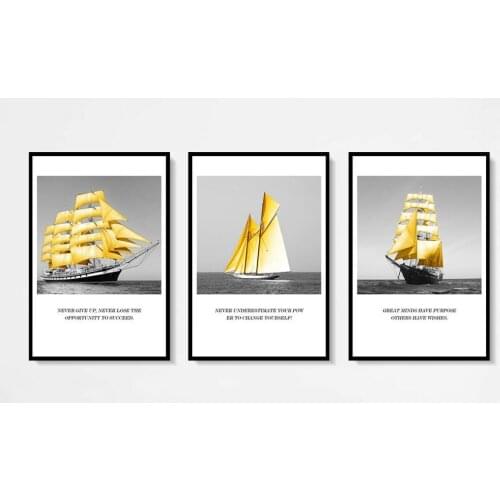 Nordic Minimalist Mood Sea Sailboat Living Room Decorative Canvas Painting Frameless Poster unframed