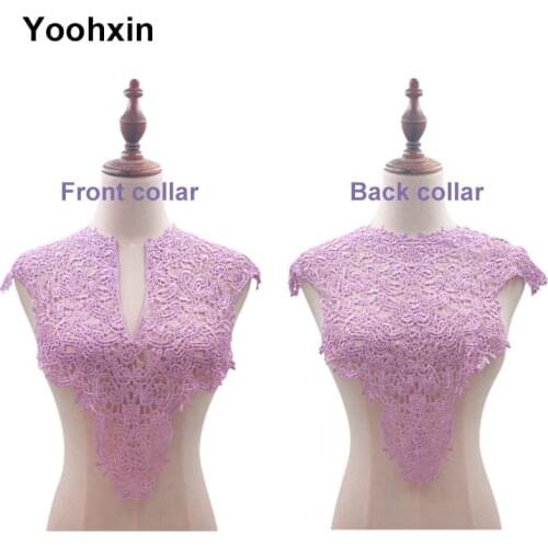 New Multicolor embroidery 3D flower lace collar Fabric Sewing Applique DIY bridal neckline ribbon trim Guipure wedding decor