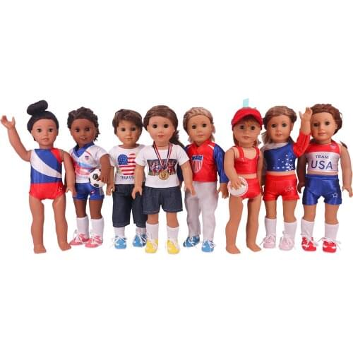 Olympic Sports Doll Clothes For 18 Inch American&43 Cm Born Baby Generation America National Team DIY Toy Gift
