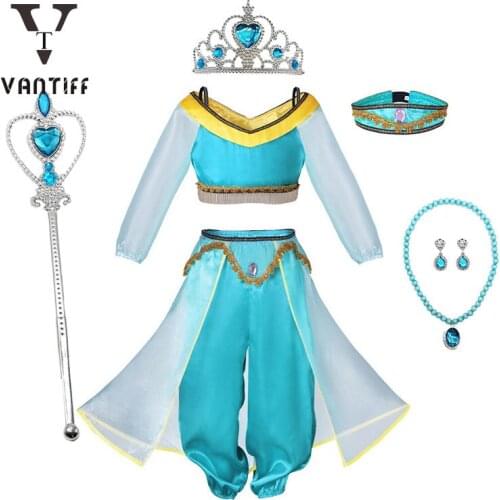 Girls Dress Kids Sequined Flower Printed Costume Children Halloween Cosplay Christmas Carnival Birthday Party Dress Accessories