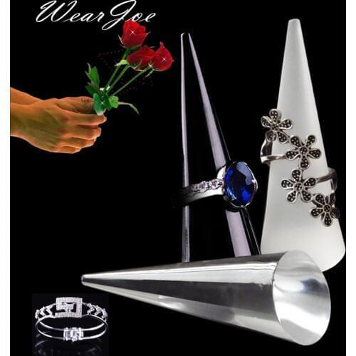 Portable Acrylic Finger Cone Model Ring Storage And Carrying Stand Rack Holder Counter Top Mini Jewelry Display Show Case Shelf