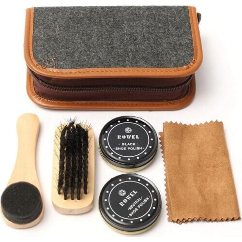 Practical Shoe Shine Care Kit Neutral Polish Brush Leather Shoes Boots Sneaker