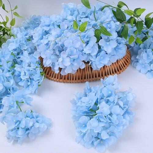 10pcs/Lot Colorful Artificial Silk Hydrangea Flowers Head Luxury Home Decoration Fake Flower DIY Wedding Background Wall Wreath