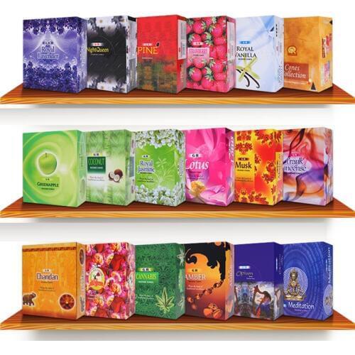 S 14 Scents for Home Indian Incense Cones Frankincense Meditation Cone Incenses with Incense Holder Pine Opium Musk Incenses